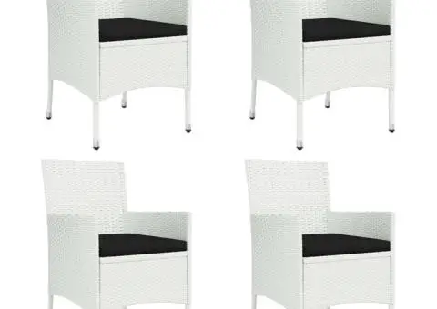 Set mobilier de grădină cu perne, 5 piese, alb, poliratan - 4/5