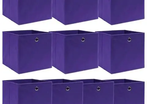 Cutii depozitare, 10 buc., violet, 32x32x32 cm, textil - 1/5