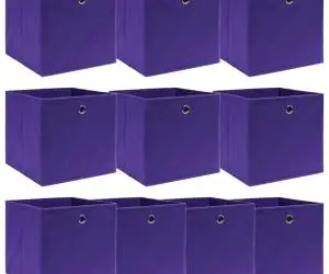 vidaXL Cutii depozitare, 10 buc., violet, 32x32x32 cm, textil