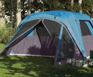 vidaXL Cort de familie cu verandă 6 persoane, albastru, impermeabil