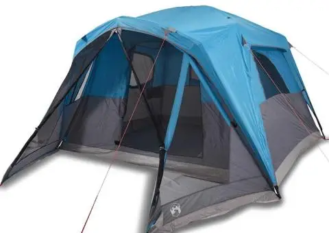 Cort de familie cu verandă 6 persoane, albastru, impermeabil - 2/5