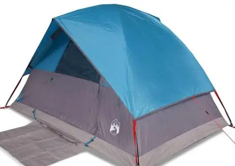 Cort de camping cupolă pentru 2 persoane, albastru, impermeabil - 2/5