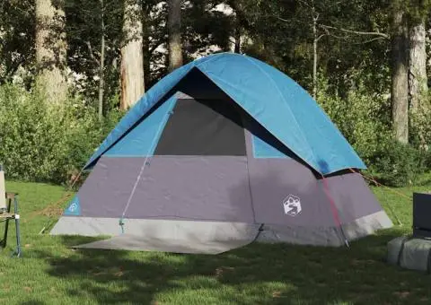 Cort de camping cupolă pentru 2 persoane, albastru, impermeabil - 3/5