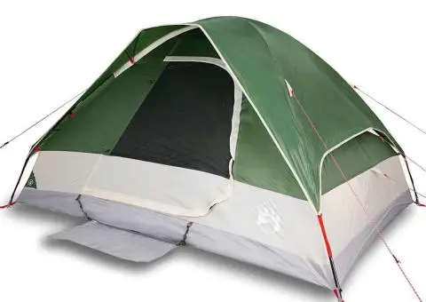 Cort de camping cupolă pentru 6 persoane, verde, impermeabil - 2/5