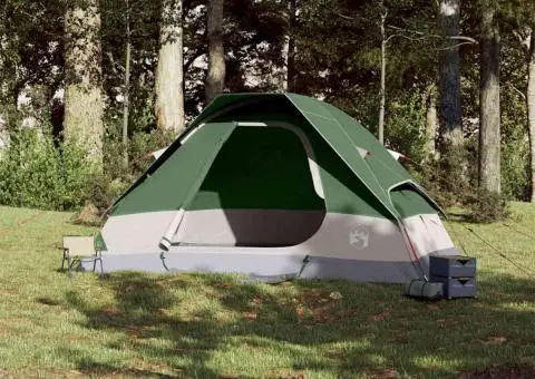 Cort de camping cupolă pentru 6 persoane, verde, impermeabil - 3/5