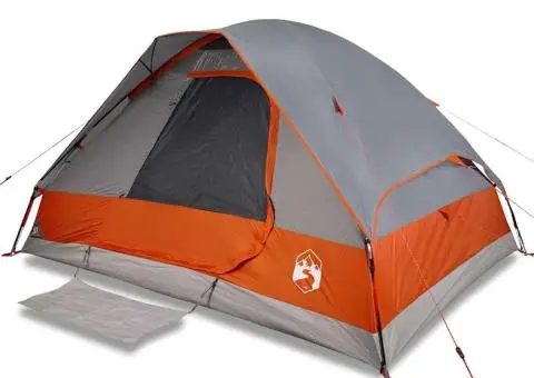 Cort de familie cupolă 6 persoane, gri/portocaliu, impermeabil - 2/5