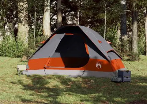 Cort de familie cupolă 6 persoane, gri/portocaliu, impermeabil - 3/5