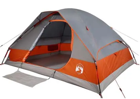 Cort de familie cupolă 6 persoane, gri/portocaliu, impermeabil - 5/5