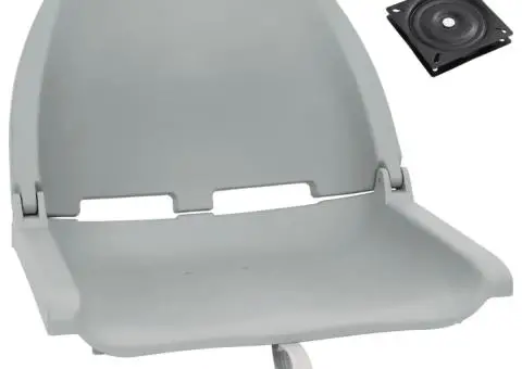 Set cu scaun pliabil pentru barcă, 2 piese, gri - 1/5