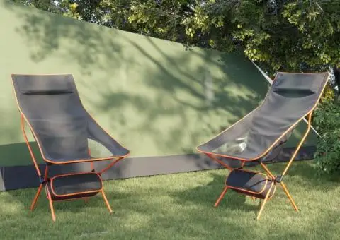 Scaune camping pliabile, 2 buc., negru, textil oxford /aluminiu - 1/5