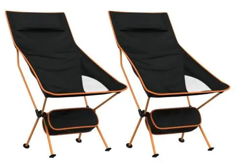 Scaune camping pliabile, 2 buc., negru, textil oxford /aluminiu - 2/5