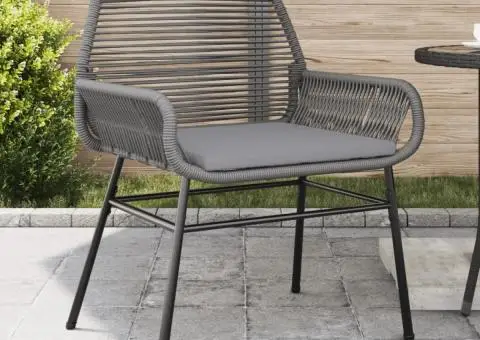 Scaune de grădină, 2 buc., cu perne, gri, poliratan - 1/5