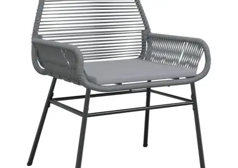 Scaune de grădină, 2 buc., cu perne, gri, poliratan - 4/5