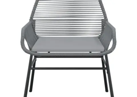 Scaune de grădină, 2 buc., cu perne, gri, poliratan - 5/5