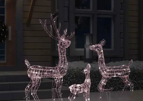 Decorațiune de Crăciun familie reni 300 LED-uri alb cald acril - 3/5