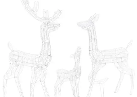 Decorațiune de Crăciun familie reni 300 LED-uri alb cald acril - 4/5