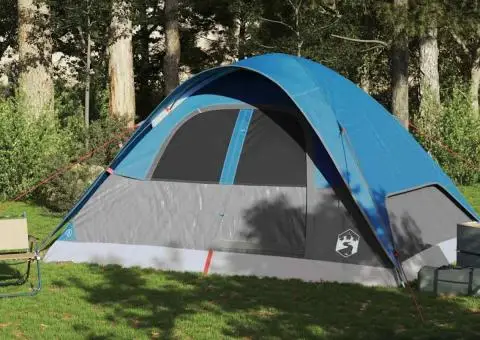 Cort de familie cupolă, 6 persoane, albastru, impermeabil - 3/5