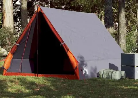 Cort camping cu cadru A 2 persoane, gri, impermeabil - 1/5