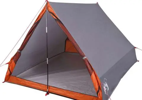 Cort camping cu cadru A 2 persoane, gri, impermeabil - 3/5