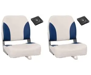 vidaXL Set scaun pliabil pentru barcă, 4 piese, cu pernă alb-albastru