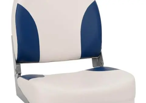 Set scaun pliabil pentru barcă, 4 piese, cu pernă alb-albastru - 2/5