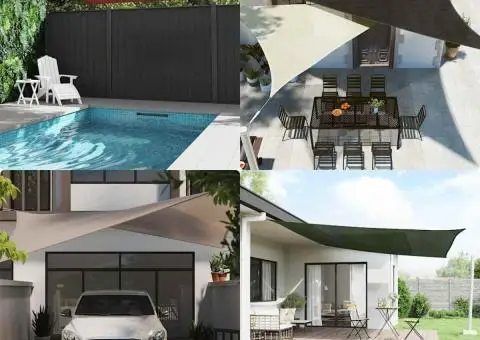 Pânză parasolar, gri taupe, 5 x 7 m, HDPE, 160 g/m² - 3/5