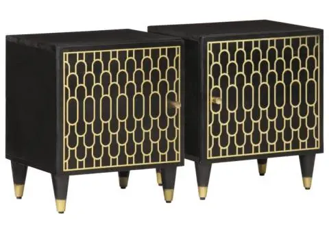 Noptiere, 2 buc., 40x33x46 cm, lemn masiv de acacia - 1/5