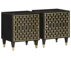vidaXL Noptiere, 2 buc., 40x33x46 cm, lemn masiv de acacia
