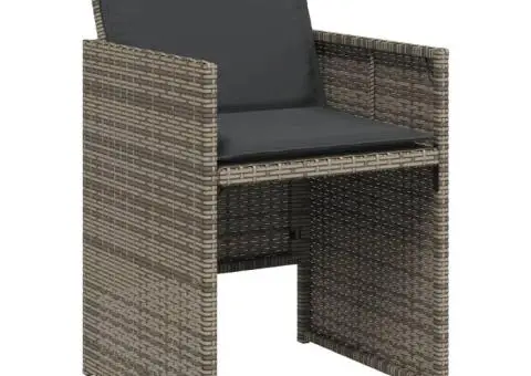 Set mobilier de grădină cu perne, 11 piese, gri, poliratan - 4/5