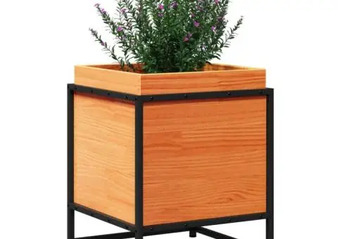 Jardinieră de grădină, maro ceruit, 40x40x50 cm, lemn masiv pin - 4/5