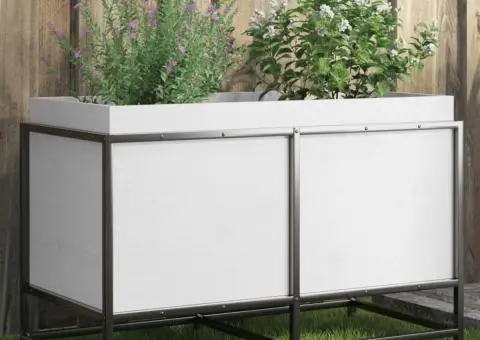 Jardinieră de grădină, alb, 80x40x50 cm, lemn masiv de pin - 1/5