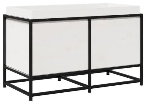 Jardinieră de grădină, alb, 80x40x50 cm, lemn masiv de pin - 2/5