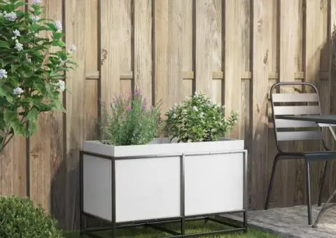 Jardinieră de grădină, alb, 80x40x50 cm, lemn masiv de pin - 3/5