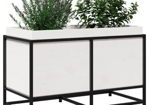 Jardinieră de grădină, alb, 80x40x50 cm, lemn masiv de pin - 4/5