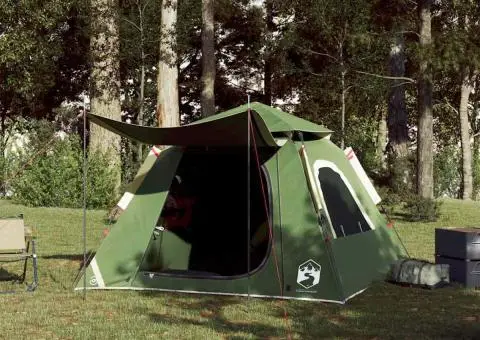 Cort de camping cupolă 4 persoane, setare rapidă, verde - 3/5