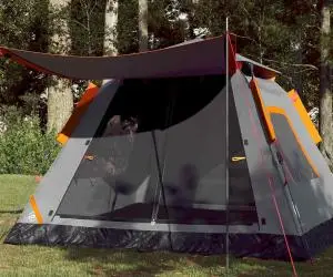 vidaXL Cort camping cupolă 5 persoane, gri/portocaliu, setare rapidă