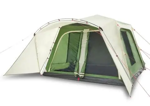 Cort de familie cu verandă, 9 persoane, verde, setare rapidă - 2/5