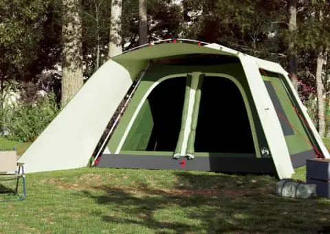 Cort de familie cu verandă, 9 persoane, verde, setare rapidă - 3/5