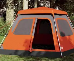 vidaXL Cort camping cupolă 4 persoane, gri/portocaliu, setare rapidă