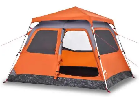 Cort camping cupolă 4 persoane, gri/portocaliu, setare rapidă - 2/5