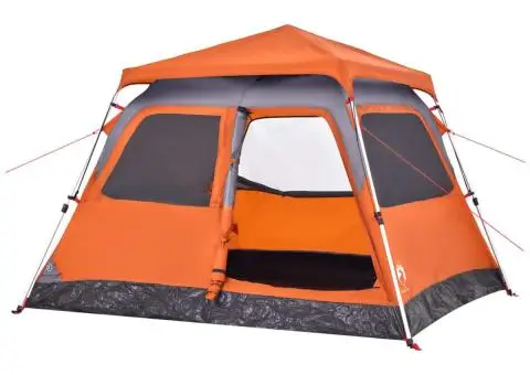 Cort camping cupolă 4 persoane, gri/portocaliu, setare rapidă - 4/5