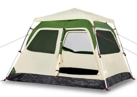Cort de camping cupolă 4 persoane, setare rapidă, verde - 2/5