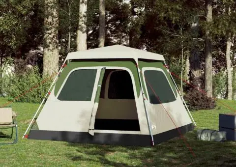 Cort de camping cupolă 4 persoane, setare rapidă, verde - 3/5