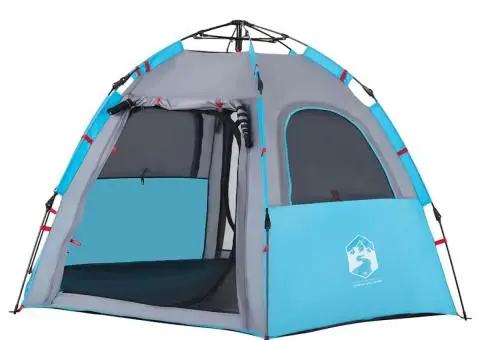 Cort de camping cabană 4 persoane albastru cu eliberare rapidă - 5/5