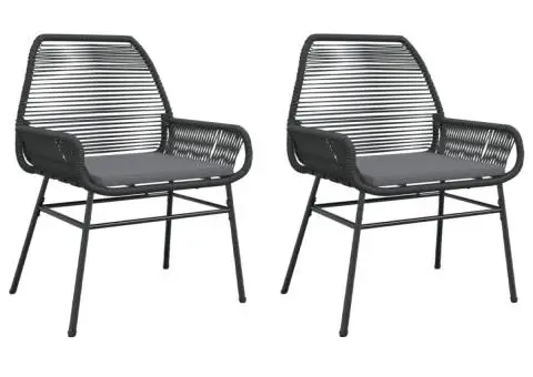 Scaune de grădină cu perne, 2 buc., negru, poliratan - 2/5