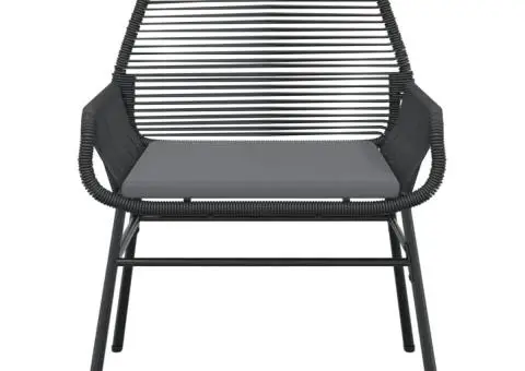 Scaune de grădină cu perne, 2 buc., negru, poliratan - 5/5