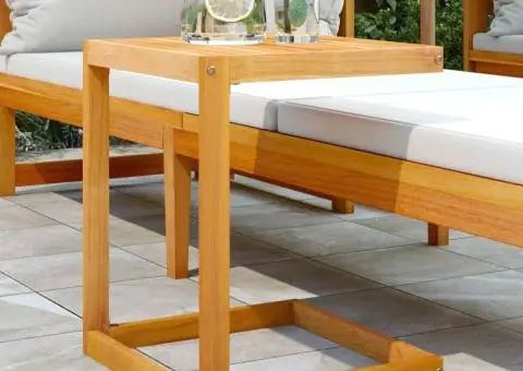 Măsuță în formă C, 42x40x50 cm, lemn masiv de acacia - 1/5