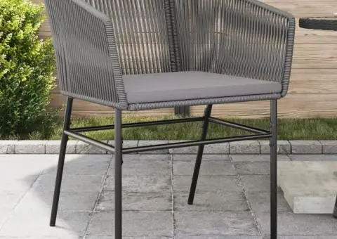 Scaune de grădină, 2 buc., cu perne, gri, poliratan - 1/5