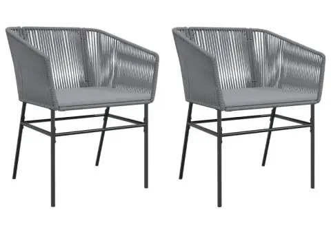 Scaune de grădină, 2 buc., cu perne, gri, poliratan - 2/5