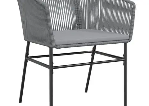 Scaune de grădină, 2 buc., cu perne, gri, poliratan - 4/5